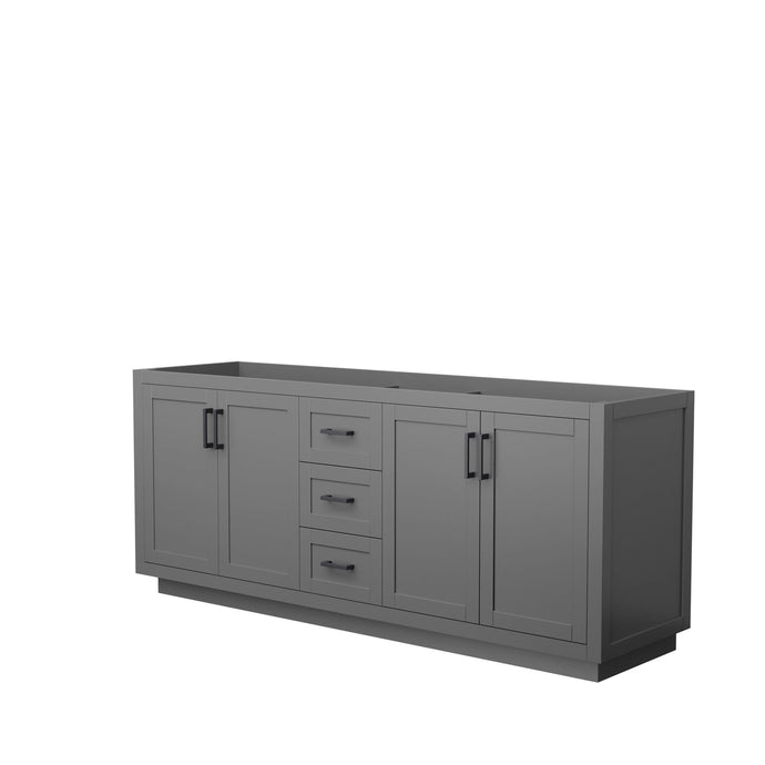Wyndham Collection Vanity Wyndham Collection WCF292980DGBCXSXXMXX Miranda 80 Inch Double Bathroom Vanity in Dark Gray, No Countertop, No Sink, Matte Black Trim