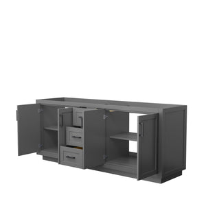 Wyndham Collection Vanity Wyndham Collection WCF292980DGBCXSXXMXX Miranda 80 Inch Double Bathroom Vanity in Dark Gray, No Countertop, No Sink, Matte Black Trim
