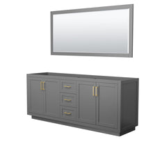 Load image into Gallery viewer, Wyndham Collection Vanity Wyndham Collection WCF292980DGGCXSXXM70 Miranda 80 Inch Double Bathroom Vanity in Dark Gray, No Countertop, No Sink, Brushed Gold Trim, 70 Inch Mirror