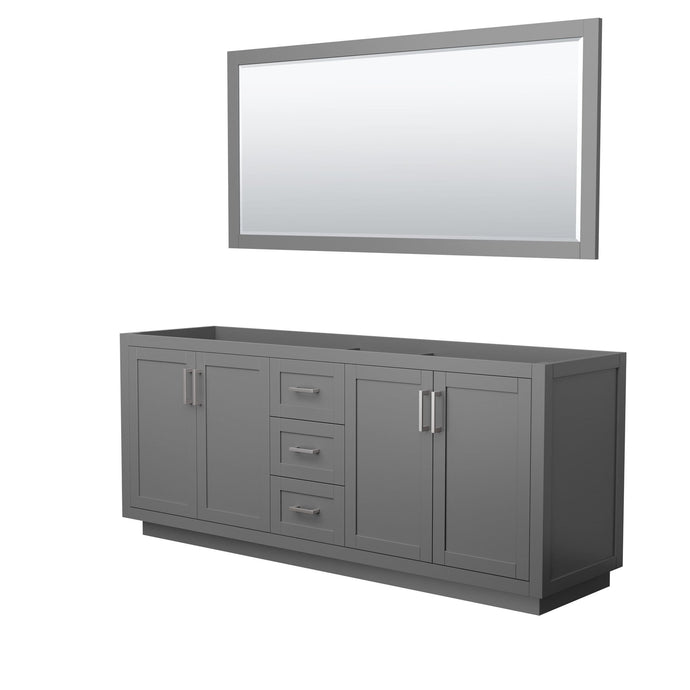 Wyndham Collection Vanity Wyndham Collection WCF292980DKGCXSXXM70 Miranda 80 Inch Double Bathroom Vanity in Dark Gray, No Countertop, No Sink, Brushed Nickel Trim, 70 Inch Mirror