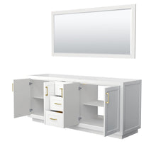 Load image into Gallery viewer, Wyndham Collection Vanity Wyndham Collection WCF292980DWGCXSXXM70 Miranda 80 Inch Double Bathroom Vanity in White, No Countertop, No Sink, Brushed Gold Trim, 70 Inch Mirror