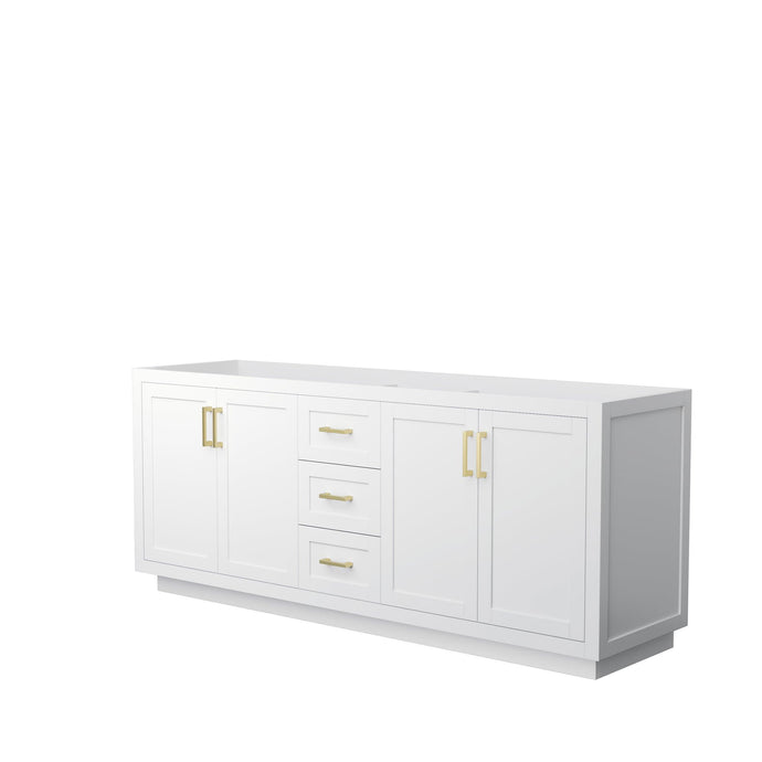 Wyndham Collection Vanity Wyndham Collection WCF292980DWGCXSXXMXX Miranda 80 Inch Double Bathroom Vanity in White, No Countertop, No Sink, Brushed Gold Trim