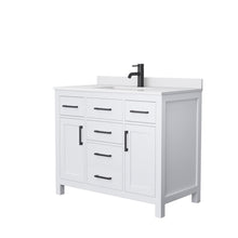 Load image into Gallery viewer, Wyndham Collection Vanity Wyndham Collection WCG242442SWBWCUNSMXX Beckett 42 Inch Single Bathroom Vanity in White, White Cultured Marble Countertop, Undermount Square Sink, Matte Black Trim