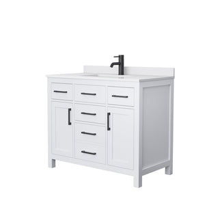 Wyndham Collection Vanity Wyndham Collection WCG242442SWBWCUNSMXX Beckett 42 Inch Single Bathroom Vanity in White, White Cultured Marble Countertop, Undermount Square Sink, Matte Black Trim