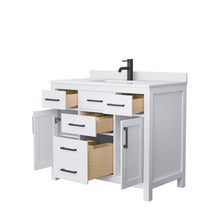 Load image into Gallery viewer, Wyndham Collection Vanity Wyndham Collection WCG242442SWBWCUNSMXX Beckett 42 Inch Single Bathroom Vanity in White, White Cultured Marble Countertop, Undermount Square Sink, Matte Black Trim