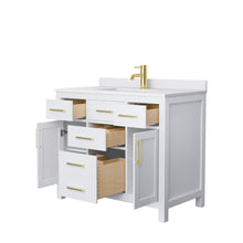 Load image into Gallery viewer, Wyndham Collection Vanity Wyndham Collection WCG242442SWGWCUNSMXX Beckett 42 Inch Single Bathroom Vanity in White, White Cultured Marble Countertop, Undermount Square Sink, Brushed Gold Trim