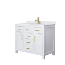 Load image into Gallery viewer, Wyndham Collection Vanity Wyndham Collection WCG242442SWGWCUNSMXX Beckett 42 Inch Single Bathroom Vanity in White, White Cultured Marble Countertop, Undermount Square Sink, Brushed Gold Trim