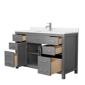 Wyndham Collection Vanity Wyndham Collection WCG242454SKGCCUNSMXX Beckett 54 Inch Single Bathroom Vanity in Dark Gray, Carrara Cultured Marble Countertop, Undermount Square Sink, No Mirror