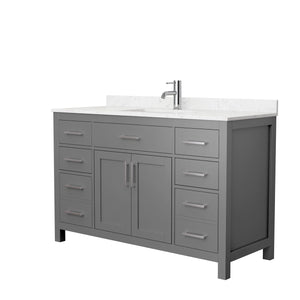 Wyndham Collection Vanity Wyndham Collection WCG242454SKGCCUNSMXX Beckett 54 Inch Single Bathroom Vanity in Dark Gray, Carrara Cultured Marble Countertop, Undermount Square Sink, No Mirror