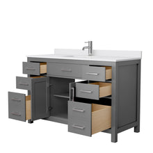 Load image into Gallery viewer, Wyndham Collection Vanity Wyndham Collection WCG242454SKGWCUNSMXX Beckett 54 Inch Single Bathroom Vanity in Dark Gray, White Cultured Marble Countertop, Undermount Square Sink, No Mirror