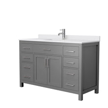 Load image into Gallery viewer, Wyndham Collection Vanity Wyndham Collection WCG242454SKGWCUNSMXX Beckett 54 Inch Single Bathroom Vanity in Dark Gray, White Cultured Marble Countertop, Undermount Square Sink, No Mirror