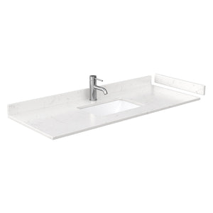 Wyndham Collection Vanity Wyndham Collection WCG242454SWGCCUNSMXX Beckett 54 Inch Single Bathroom Vanity in White, Carrara Cultured Marble Countertop, Undermount Square Sink, Brushed Gold Trim