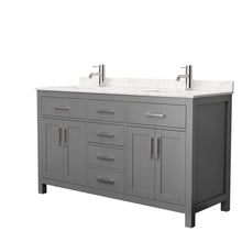 Load image into Gallery viewer, Wyndham Collection Vanity Wyndham Collection WCG242460DKGCCUNSMXX Beckett 60 Inch Double Bathroom Vanity in Dark Gray, Carrara Cultured Marble Countertop, Undermount Square Sinks, No Mirror