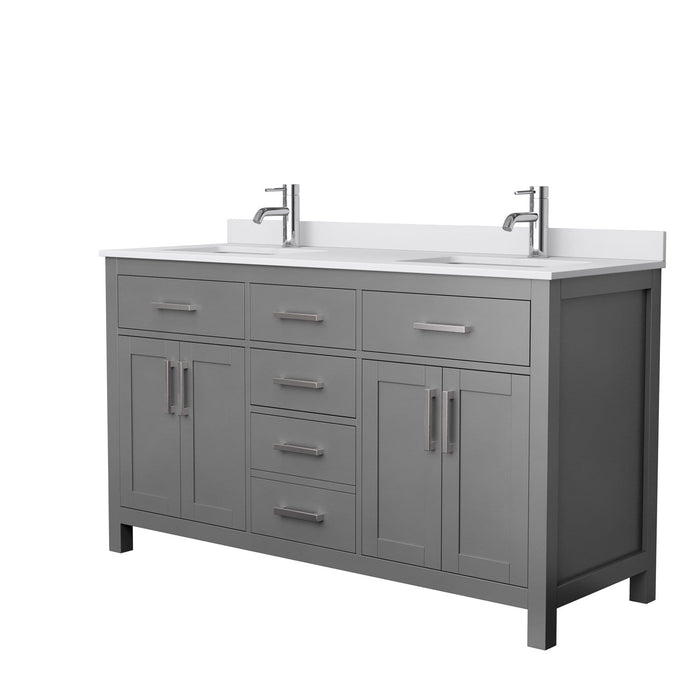 Wyndham Collection Vanity Wyndham Collection WCG242460DKGWCUNSMXX Beckett 60 Inch Double Bathroom Vanity in Dark Gray, White Cultured Marble Countertop, Undermount Square Sinks, No Mirror