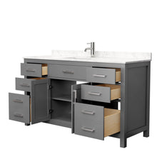 Load image into Gallery viewer, Wyndham Collection Vanity Wyndham Collection WCG242460SKGCCUNSMXX Beckett 60 Inch Single Bathroom Vanity in Dark Gray, Carrara Cultured Marble Countertop, Undermount Square Sink, No Mirror