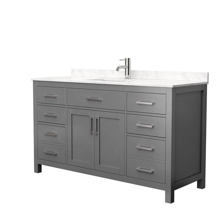 Wyndham Collection Vanity Wyndham Collection WCG242460SKGCCUNSMXX Beckett 60 Inch Single Bathroom Vanity in Dark Gray, Carrara Cultured Marble Countertop, Undermount Square Sink, No Mirror