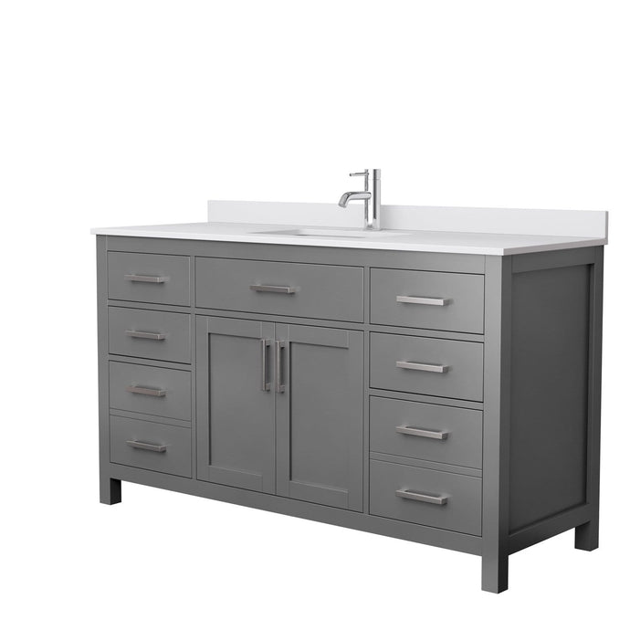 Wyndham Collection Vanity Wyndham Collection WCG242460SKGWCUNSMXX Beckett 60 Inch Single Bathroom Vanity in Dark Gray, White Cultured Marble Countertop, Undermount Square Sink, No Mirror