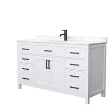 Load image into Gallery viewer, Wyndham Collection Vanity Wyndham Collection WCG242460SWBCCUNSMXX Beckett 60 Inch Single Bathroom Vanity in White, Carrara Cultured Marble Countertop, Undermount Square Sink, Matte Black Trim