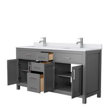 Load image into Gallery viewer, Wyndham Collection Vanity Wyndham Collection WCG242466DKGWCUNSMXX Beckett 66 Inch Double Bathroom Vanity in Dark Gray, White Cultured Marble Countertop, Undermount Square Sinks, No Mirror