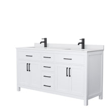 Load image into Gallery viewer, Wyndham Collection Vanity Wyndham Collection WCG242466DWBWCUNSMXX Beckett 66 Inch Double Bathroom Vanity in White, White Cultured Marble Countertop, Undermount Square Sinks, Matte Black Trim