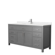 Load image into Gallery viewer, Wyndham Collection Vanity Wyndham Collection WCG242466SKGCCUNSMXX Beckett 66 Inch Single Bathroom Vanity in Dark Gray, Carrara Cultured Marble Countertop, Undermount Square Sink, No Mirror