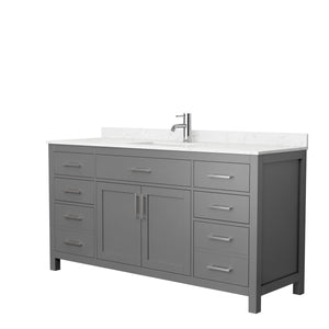 Wyndham Collection Vanity Wyndham Collection WCG242466SKGCCUNSMXX Beckett 66 Inch Single Bathroom Vanity in Dark Gray, Carrara Cultured Marble Countertop, Undermount Square Sink, No Mirror