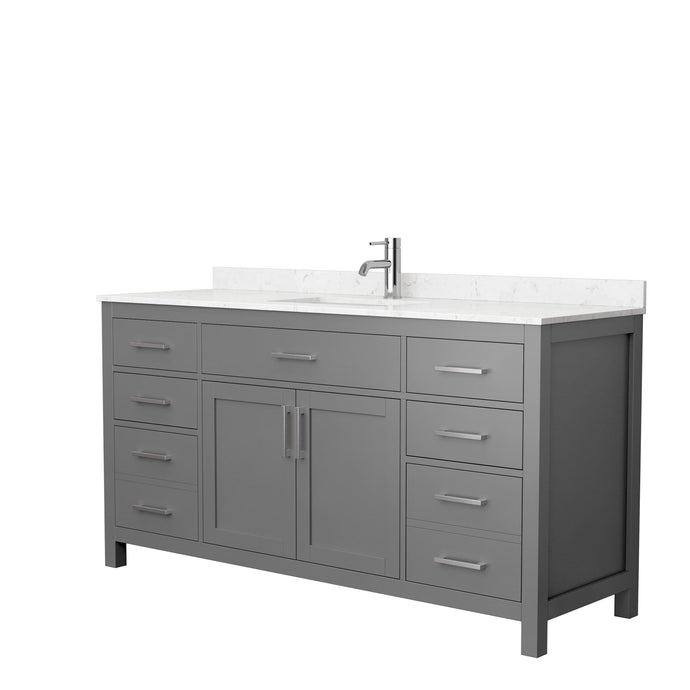 Wyndham Collection Vanity Wyndham Collection WCG242466SKGCCUNSMXX Beckett 66 Inch Single Bathroom Vanity in Dark Gray, Carrara Cultured Marble Countertop, Undermount Square Sink, No Mirror