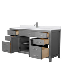 Load image into Gallery viewer, Wyndham Collection Vanity Wyndham Collection WCG242466SKGWCUNSMXX Beckett 66 Inch Single Bathroom Vanity in Dark Gray, White Cultured Marble Countertop, Undermount Square Sink, No Mirror