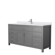 Load image into Gallery viewer, Wyndham Collection Vanity Wyndham Collection WCG242466SKGWCUNSMXX Beckett 66 Inch Single Bathroom Vanity in Dark Gray, White Cultured Marble Countertop, Undermount Square Sink, No Mirror