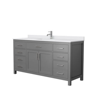 Wyndham Collection Vanity Wyndham Collection WCG242466SKGWCUNSMXX Beckett 66 Inch Single Bathroom Vanity in Dark Gray, White Cultured Marble Countertop, Undermount Square Sink, No Mirror