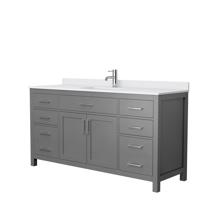 Wyndham Collection Vanity Wyndham Collection WCG242466SKGWCUNSMXX Beckett 66 Inch Single Bathroom Vanity in Dark Gray, White Cultured Marble Countertop, Undermount Square Sink, No Mirror