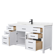 Load image into Gallery viewer, Wyndham Collection Vanity Wyndham Collection WCG242466SWBCCUNSMXX Beckett 66 Inch Single Bathroom Vanity in White, Carrara Cultured Marble Countertop, Undermount Square Sink, Matte Black Trim