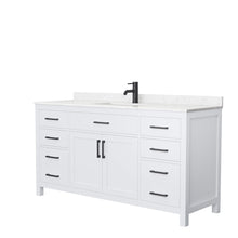 Load image into Gallery viewer, Wyndham Collection Vanity Wyndham Collection WCG242466SWBCCUNSMXX Beckett 66 Inch Single Bathroom Vanity in White, Carrara Cultured Marble Countertop, Undermount Square Sink, Matte Black Trim