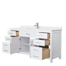 Load image into Gallery viewer, Wyndham Collection Vanity Wyndham Collection WCG242466SWHCCUNSMXX Beckett 66 Inch Single Bathroom Vanity in White, Carrara Cultured Marble Countertop, Undermount Square Sink, No Mirror