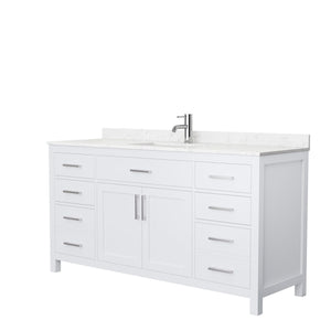 Wyndham Collection Vanity Wyndham Collection WCG242466SWHCCUNSMXX Beckett 66 Inch Single Bathroom Vanity in White, Carrara Cultured Marble Countertop, Undermount Square Sink, No Mirror