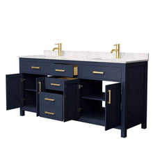 Load image into Gallery viewer, Wyndham Collection Vanity Wyndham Collection WCG242472DBLCCUNSMXX Beckett 72 Inch Double Bathroom Vanity in Dark Blue, Carrara Cultured Marble Countertop, Undermount Square Sinks, No Mirror