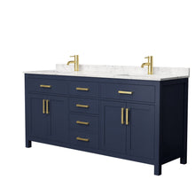 Load image into Gallery viewer, Wyndham Collection Vanity Wyndham Collection WCG242472DBLCCUNSMXX Beckett 72 Inch Double Bathroom Vanity in Dark Blue, Carrara Cultured Marble Countertop, Undermount Square Sinks, No Mirror