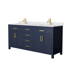 Load image into Gallery viewer, Wyndham Collection Vanity Wyndham Collection WCG242472DBLWCUNSMXX Beckett 72 Inch Double Bathroom Vanity in Dark Blue, White Cultured Marble Countertop, Undermount Square Sinks, No Mirror