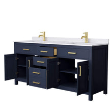 Load image into Gallery viewer, Wyndham Collection Vanity Wyndham Collection WCG242472DBLWCUNSMXX Beckett 72 Inch Double Bathroom Vanity in Dark Blue, White Cultured Marble Countertop, Undermount Square Sinks, No Mirror