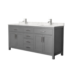 Load image into Gallery viewer, Wyndham Collection Vanity Wyndham Collection WCG242472DKGCCUNSMXX Beckett 72 Inch Double Bathroom Vanity in Dark Gray, Carrara Cultured Marble Countertop, Undermount Square Sinks, No Mirror