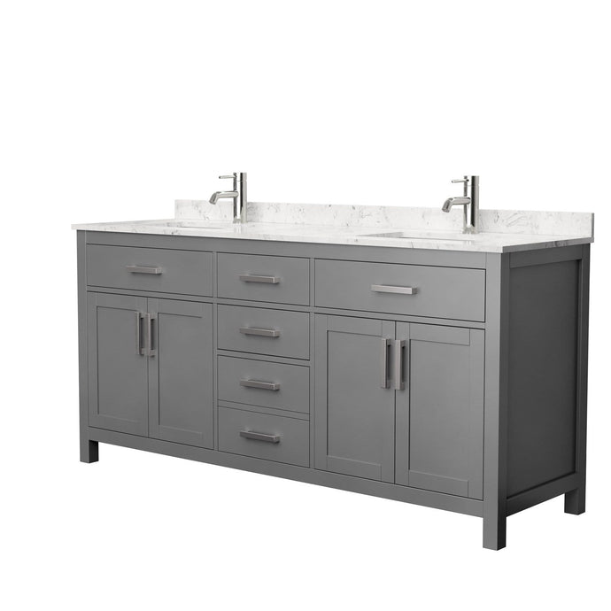 Wyndham Collection Vanity Wyndham Collection WCG242472DKGCCUNSMXX Beckett 72 Inch Double Bathroom Vanity in Dark Gray, Carrara Cultured Marble Countertop, Undermount Square Sinks, No Mirror