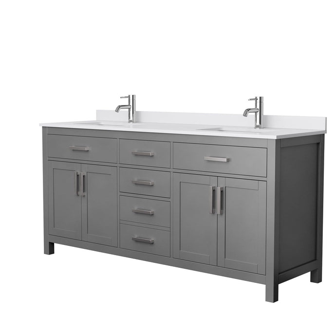 Wyndham Collection Vanity Wyndham Collection WCG242472DKGWCUNSMXX Beckett 72 Inch Double Bathroom Vanity in Dark Gray, White Cultured Marble Countertop, Undermount Square Sinks, No Mirror