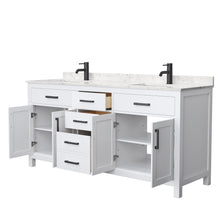 Load image into Gallery viewer, Wyndham Collection Vanity Wyndham Collection WCG242472DWBCCUNSMXX Beckett 72 Inch Double Bathroom Vanity in White, Carrara Cultured Marble Countertop, Undermount Square Sinks, Matte Black Trim