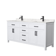 Load image into Gallery viewer, Wyndham Collection Vanity Wyndham Collection WCG242472DWBCCUNSMXX Beckett 72 Inch Double Bathroom Vanity in White, Carrara Cultured Marble Countertop, Undermount Square Sinks, Matte Black Trim