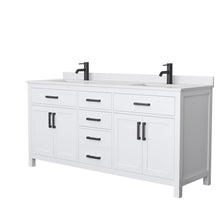 Load image into Gallery viewer, Wyndham Collection Vanity Wyndham Collection WCG242472DWBWCUNSMXX Beckett 72 Inch Double Bathroom Vanity in White, White Cultured Marble Countertop, Undermount Square Sinks, Matte Black Trim