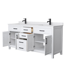 Load image into Gallery viewer, Wyndham Collection Vanity Wyndham Collection WCG242472DWBWCUNSMXX Beckett 72 Inch Double Bathroom Vanity in White, White Cultured Marble Countertop, Undermount Square Sinks, Matte Black Trim