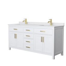 Load image into Gallery viewer, Wyndham Collection Vanity Wyndham Collection WCG242472DWGWCUNSMXX Beckett 72 Inch Double Bathroom Vanity in White, White Cultured Marble Countertop, Undermount Square Sinks, Brushed Gold Trim