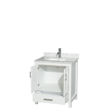 Load image into Gallery viewer, Wyndham Collection Vanity Wyndham Collection WCS141430SWHCMUNSMXX Sheffield 30 Inch Single Bathroom Vanity in White, White Carrara Marble Countertop, Undermount Square Sink, and No Mirror