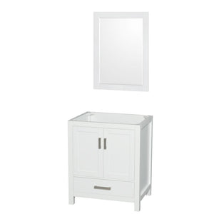 Wyndham Collection Vanity Wyndham Collection WCS141430SWHCXSXXM24 Sheffield 30 Inch Single Bathroom Vanity in White, No Countertop, No Sink, and 24 Inch Mirror