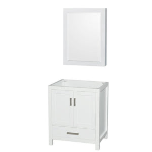 Wyndham Collection Vanity Wyndham Collection WCS141430SWHCXSXXMED Sheffield 30 Inch Single Bathroom Vanity in White, No Countertop, No Sink, and Medicine Cabinet